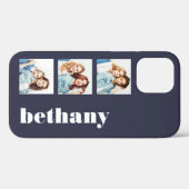 3カスタム – 写真チュンキーモノグラムダークネイビーブルー Case-Mate iPhoneケース (裏面 (横))