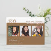 3カスタム photo brown卒業クラスの招待状 招待状 (スタンド正面)