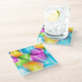 3カッコいいDカラフルキューブのグループ ガラスコースター (アングル)