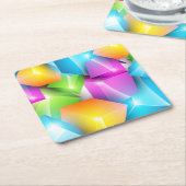 3カッコいいDカラフルキューブのグループ スクエアペーパーコースター (アングル)