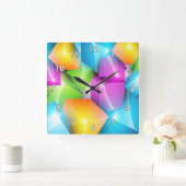 3カッコいいDカラフルキューブのグループ スクエア壁時計 (ホーム)