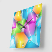 3カッコいいDカラフルキューブのグループ スクエア壁時計 (傾斜)