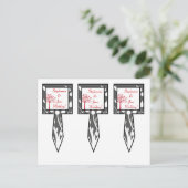 3カップケーキで冬の灰色/赤の木を選ぶ ポストカード (スタンド正面)