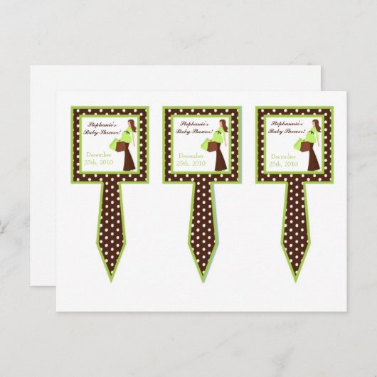 3カップケーキは緑の母モダンの水玉模様 インビテーションポストカード (正面/裏面)