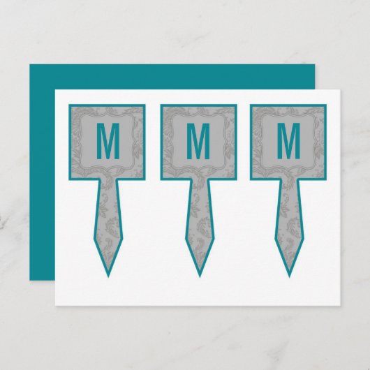 3カップケーキピックグレーモダンダマスクレースプリント ポストカード (正面/裏面)