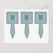 3カップケーキピックグレーモダンダマスクレースプリント ポストカード (正面)