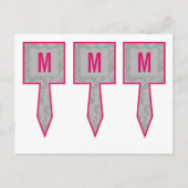 3カップケーキピックグレーモダンダマスクレースプリント ポストカード (正面)