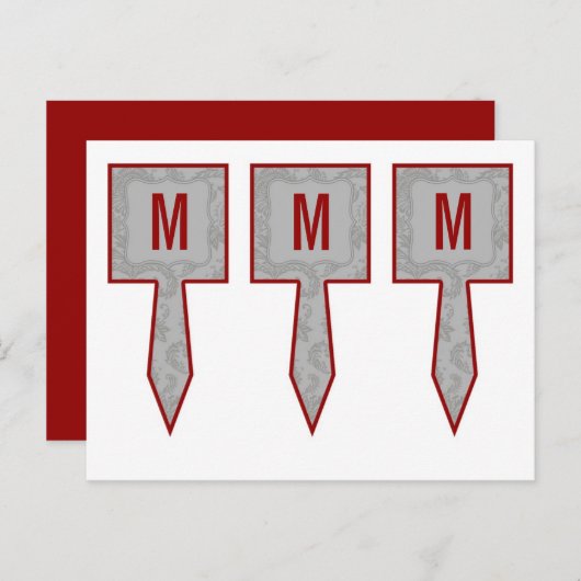 3カップケーキピックグレーモダンダマスクレースプリント ポストカード (正面/裏面)