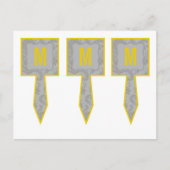 3カップケーキピックグレーモダンダマスクレースプリント ポストカード (正面)