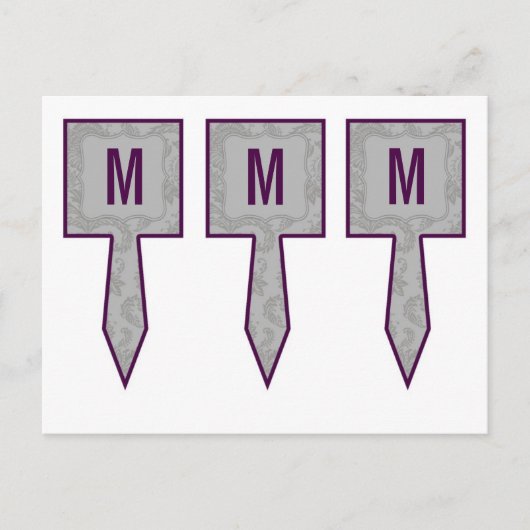 3カップケーキピックグレーモダンダマスクレースプリント ポストカード (正面)