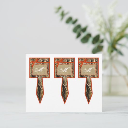 3カップケーキピックハンターズカモフラージュ迷彩柄オレンジ ポストカード (スタンド正面)