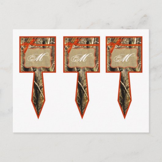 3カップケーキピックハンターズカモフラージュ迷彩柄オレンジ ポストカード (正面)