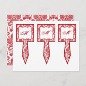 3カップケーキピックレッドクリムスホワイトダマスクレースプリント ポストカード (正面/裏面)