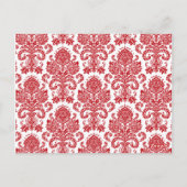 3カップケーキピックレッドクリムスホワイトダマスクレースプリント ポストカード (裏面)