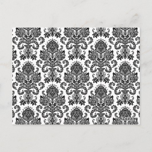 3カップケーキピック白黒ダマスクレースプリントパット ポストカード (裏面)