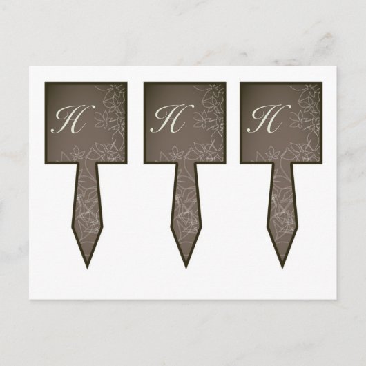 3カップケーキピック秋のフローラ秋グレーガンメタル ポストカード (正面)