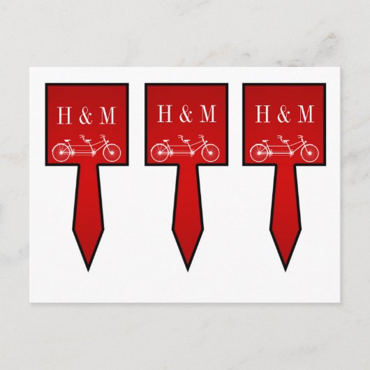 3カップケーキピック赤お洒落二重バイク ポストカード (正面)