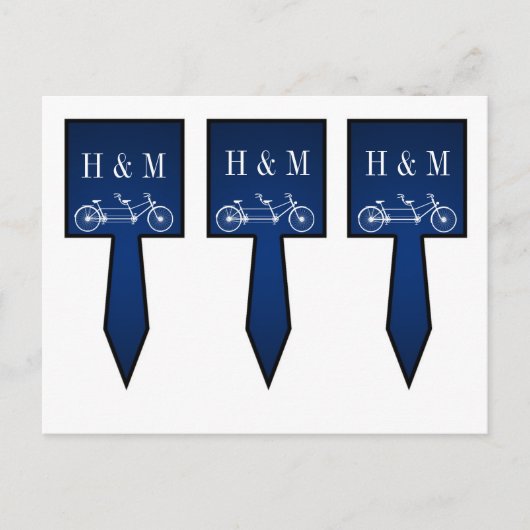3カップケーキピックNavy お洒落 Blue Double Bike ポストカード (正面)