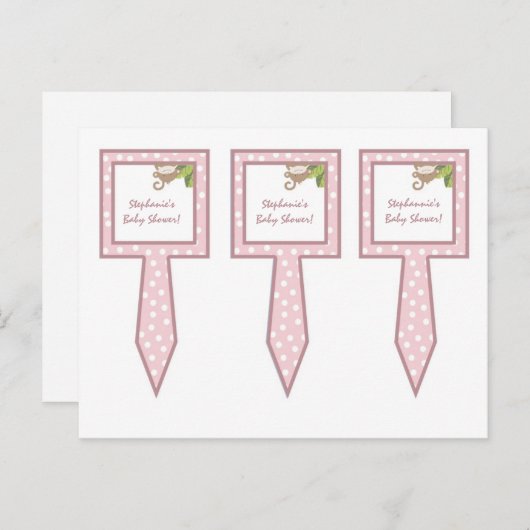 3カップケーキピックSafari Jungle Giraffeピンク インビテーションポストカード (正面/裏面)