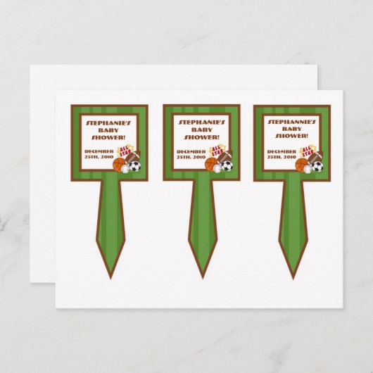 3カップケーキ全星グリーン インビテーションポストカード (正面/裏面)