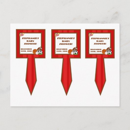 3カップケーキ全星赤 インビテーションポストカード (正面)