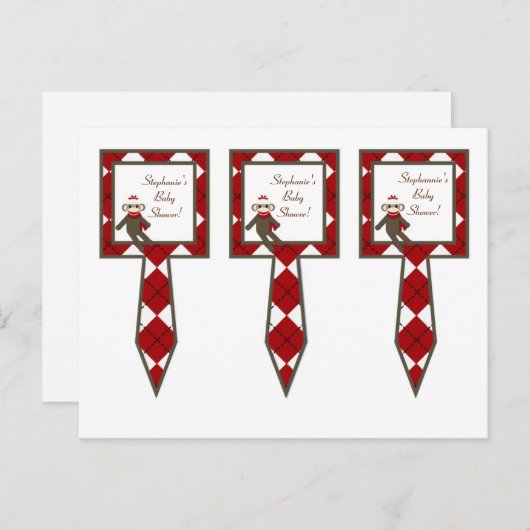 3カップケーキ赤い靴下のサルを選アーガイル択 インビテーションポストカード (正面/裏面)