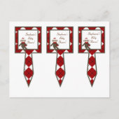 3カップケーキ赤い靴下のサルを選アーガイル択 インビテーションポストカード (正面)