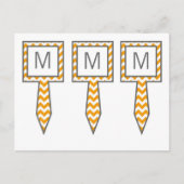 3カップケーキ選択イエローグレーシェブロン名 ポストカード (正面)