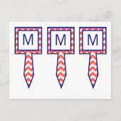 3カップケーキ選択コーラルネイビーブルーシェブロン名フォグ ポストカード (正面)