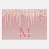 3カパーソナライズされたラーバラ金ゴールドグリッタードライブ ラッピングペーパーシート (正面3)