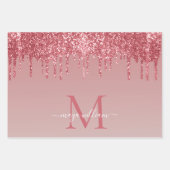 3カパーソナライズされたラーバラ金ゴールドグリッタードライブ ラッピングペーパーシート (正面)