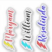 3カラフルボトル名、スクリプトステッカー子供へ シール (正面)