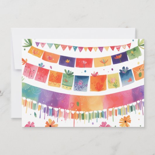 3カラフル – エスタメキシカンフィエスタ誕生日 招待状 (裏面)