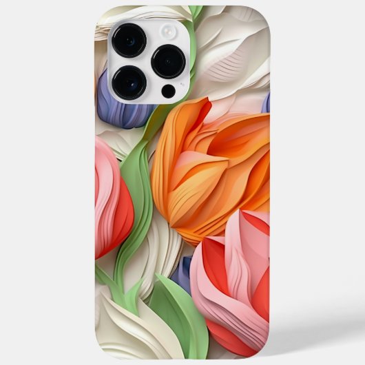 3カラフル-Dルックチューリップ花 Case-Mate iPhoneケース (裏面)