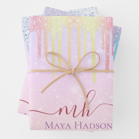 3カラーシックカラフルグリッタードライガーリープ ラッピングペーパーシート (インサイチュ)