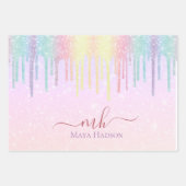 3カラーシックカラフルグリッタードライガーリープ ラッピングペーパーシート (正面)