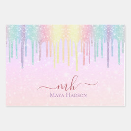 3カラーシックカラフルグリッタードライガーリープ ラッピングペーパーシート