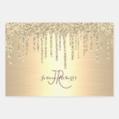 3カラーシックモノグラムガーリーグリッタードリップ ラッピングペーパーシート (正面3)