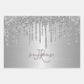 3カラーシックモノグラムガーリーグリッタードリップ ラッピングペーパーシート (正面2)