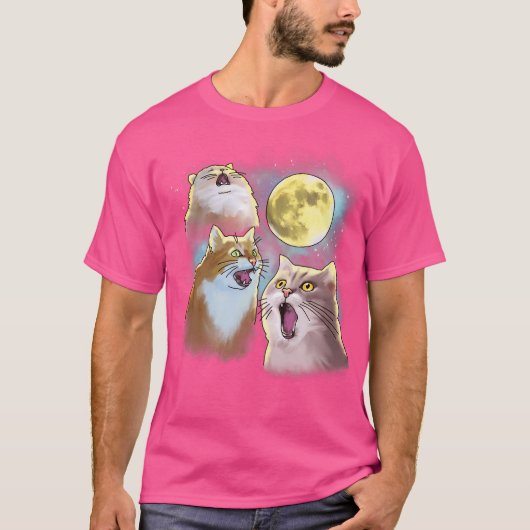3キャットムーン3ウルフパロおもしろいディ Tシャツ (正面)