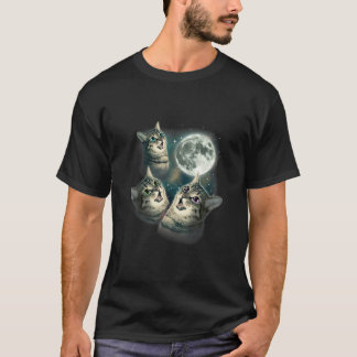 3キャットムーン – 3匹おもしろい狼キッテンパロディ Tシャツ