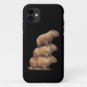 3キャピバラおもしろいカピバラユーモアのスタック動物 iPhone 11 ケース