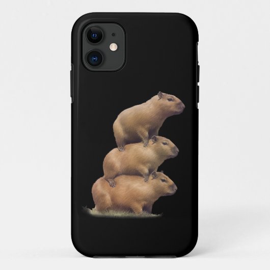 3キャピバラおもしろいカピバラユーモアのスタック動物 Case-Mate iPhoneケース (裏面)