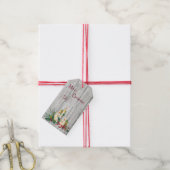 3キャンドルクリスマスブーケon Wood ギフトタグ (より糸付き)