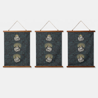 3キャンドルライトタペストリー織りモチーフのセット 吊り下げ型タペストリー
