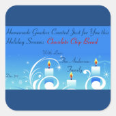 3キャンドル自家製ギフトホリデーラベル スクエアシール (正面)