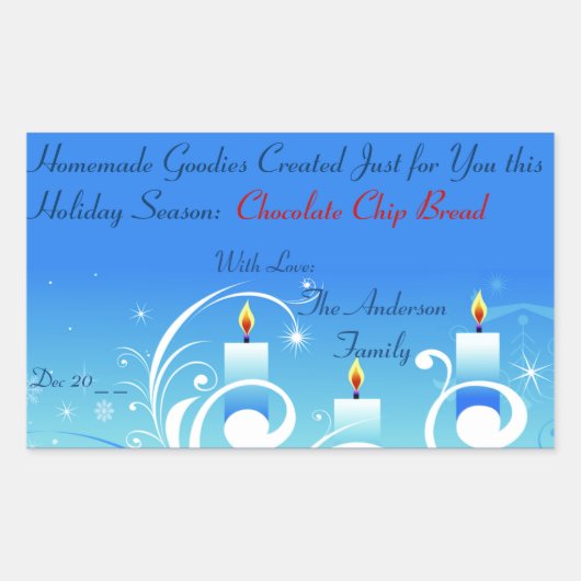 3キャンドル自家製ギフトホリデーラベル スクエアシール (正面)