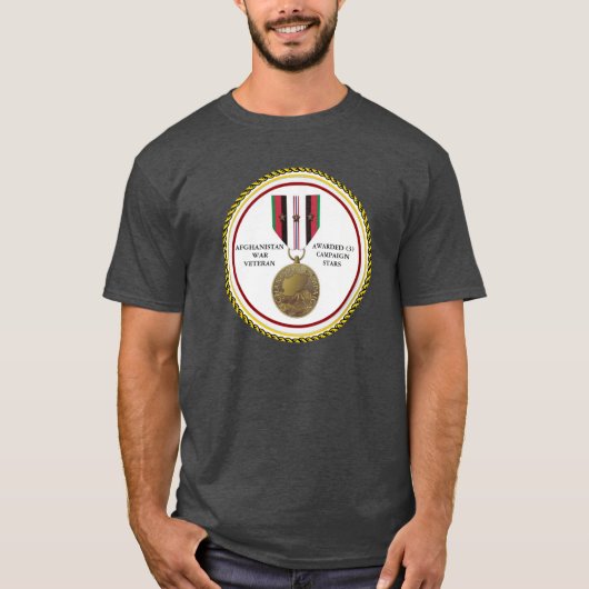 3キャンペーンスターアフガニスタン戦争退役軍人 Tシャツ (正面)