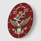 3キャンペーンスターペルシャ湾戦争退役軍人 ラージ壁時計 (傾斜)
