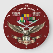 3キャンペーンスターペルシャ湾戦争退役軍人 ラージ壁時計 (正面)